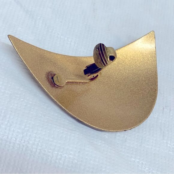 Vintage Modernist Copper Clip On Earrings 2” Gorgeous - Picture 5 of 6